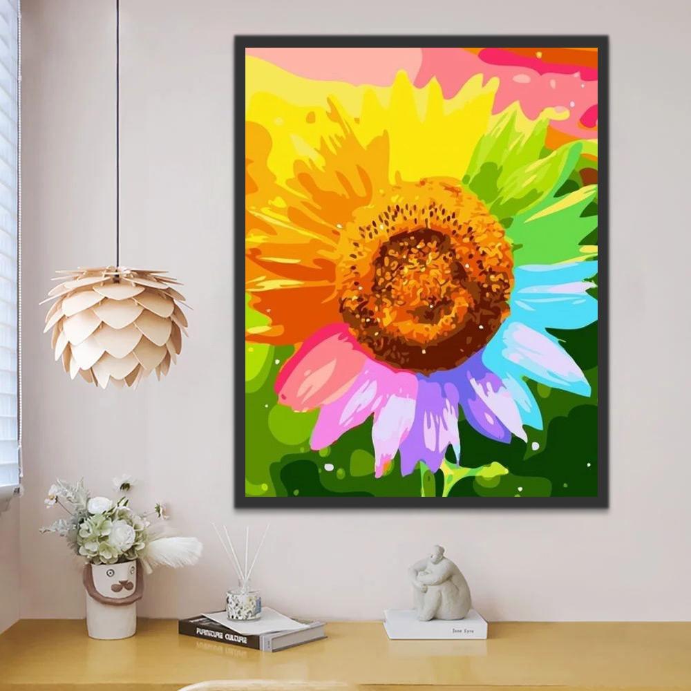 Plante Tournesol Coloré Peinture par Numéros