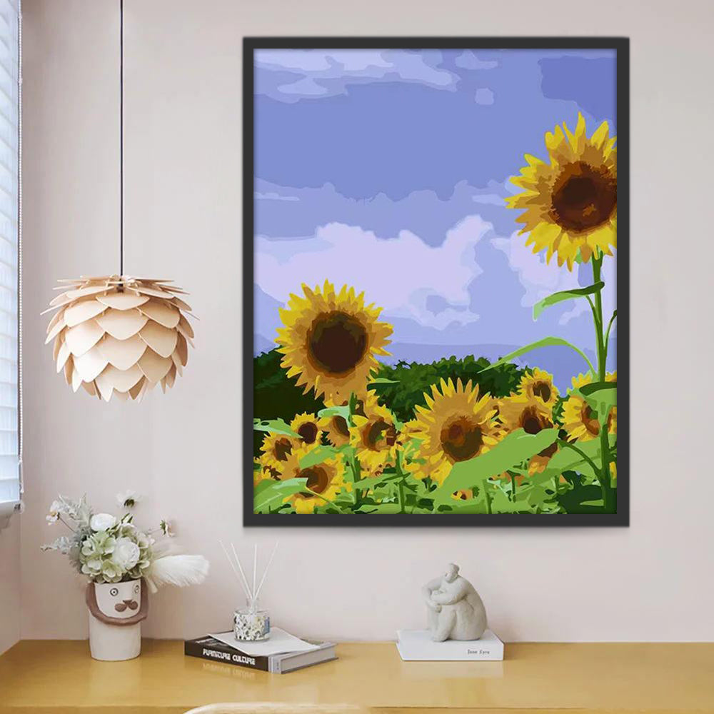 Plante Tournesol et Ciel Violet Peinture par Numéros