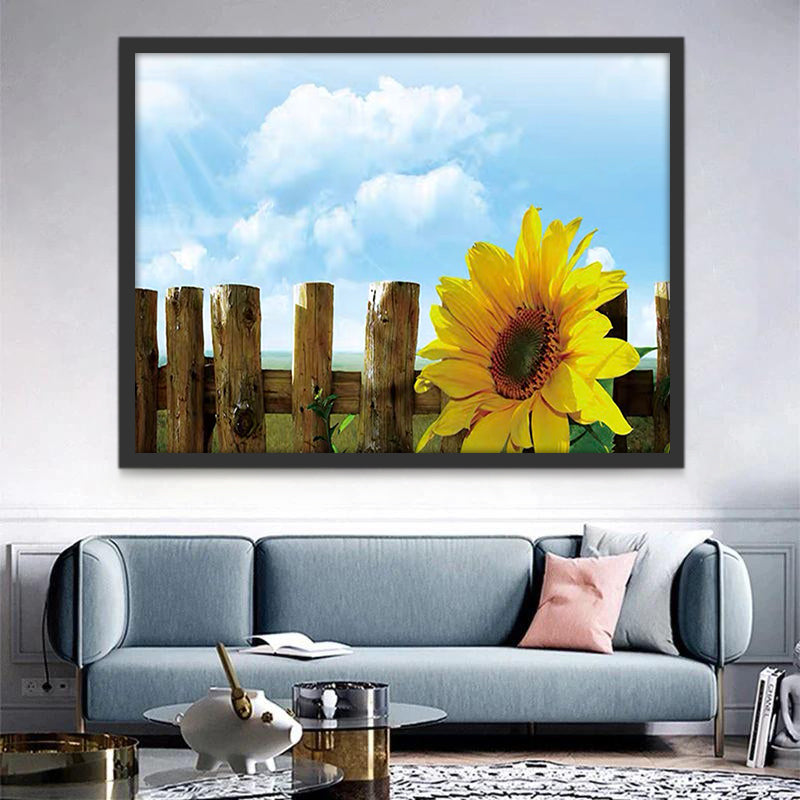 Plante Tournesol et Clôture Peinture par Numéros