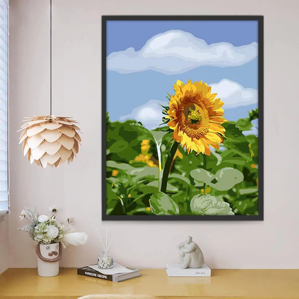 Plante Tournesol et Nuage Peinture par Numéros
