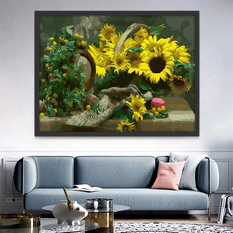 Plante Tournesol Jaune dans le Panier Peinture par Numéros