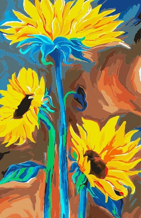 Plante Tournesols Dessinés Peinture par Numéros