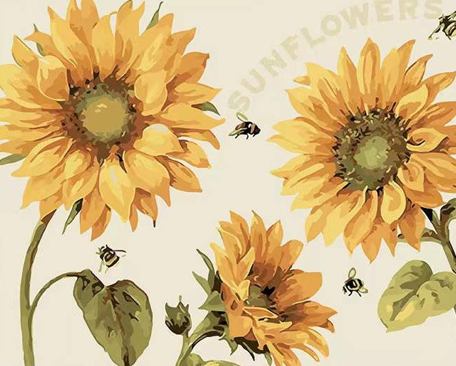 Plante Tournesols et Abeilles Peinture par Numéros