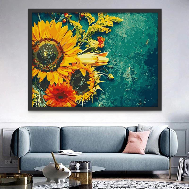 Plante Tournesols Sec Peinture par Numéros