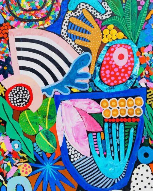 Plantes Art abstrait Peinture par Numéros