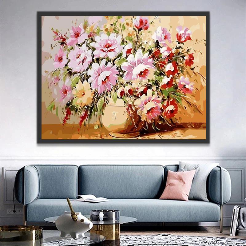 Plantes Fleurs Roses Peinture par Numéros