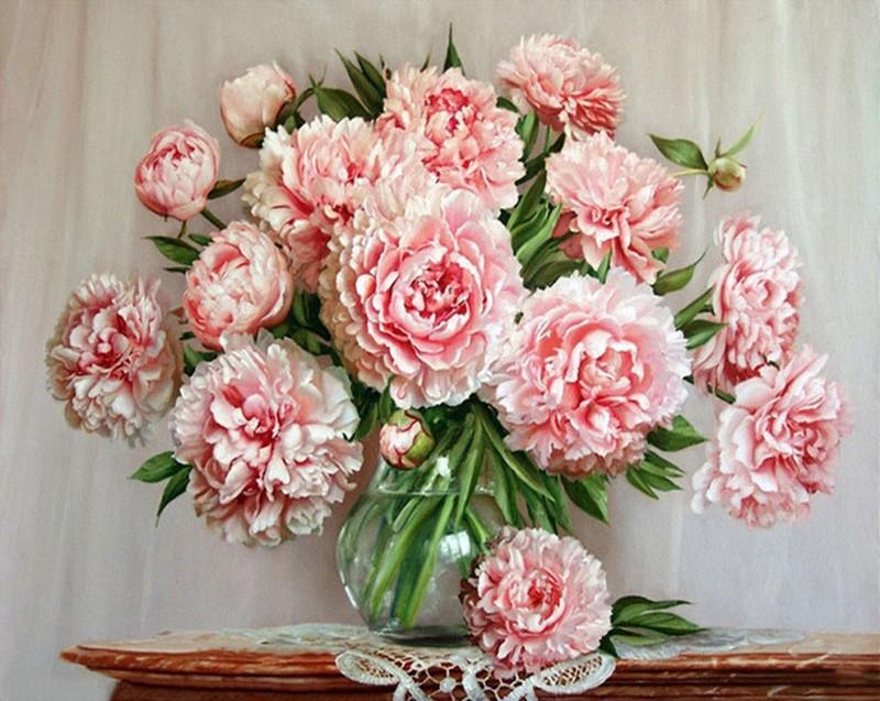 Plantes Fleurs Roses Peinture par Numéros