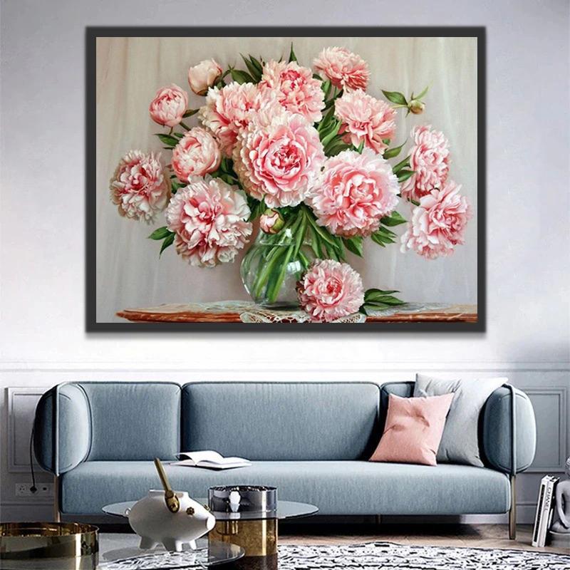 Plantes Fleurs Roses Peinture par Numéros