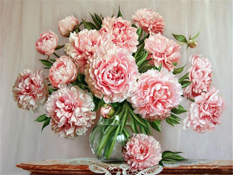 Plantes Fleurs Roses Peinture par Numéros
