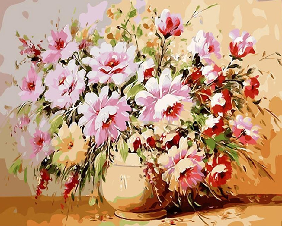 Plantes Fleurs Roses Peinture par Numéros