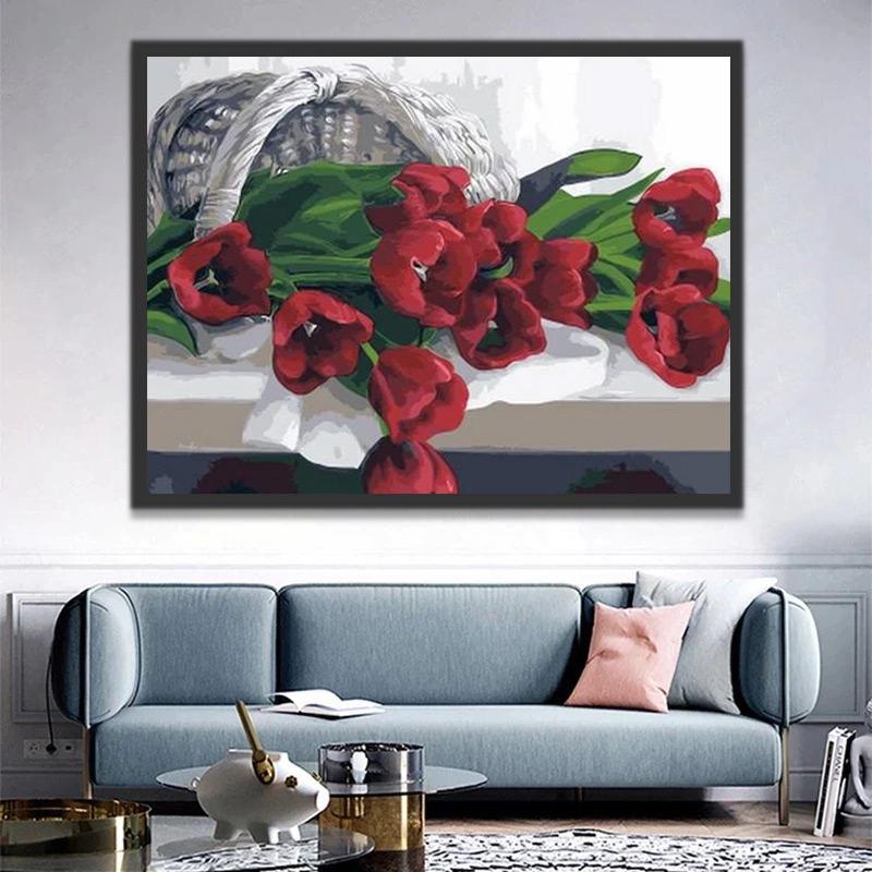 Plantes Rouges Peinture par Numéros