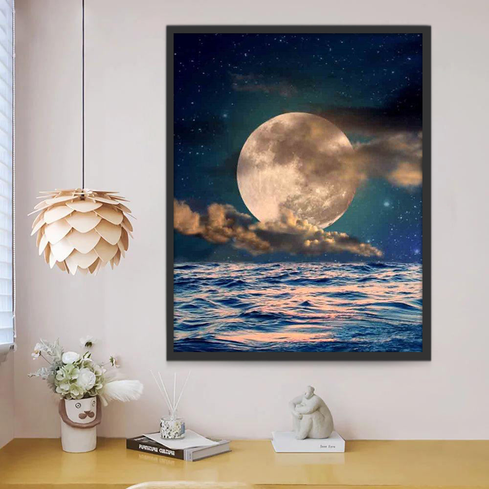 Pleine Lune et Mer Peinture par Numéros