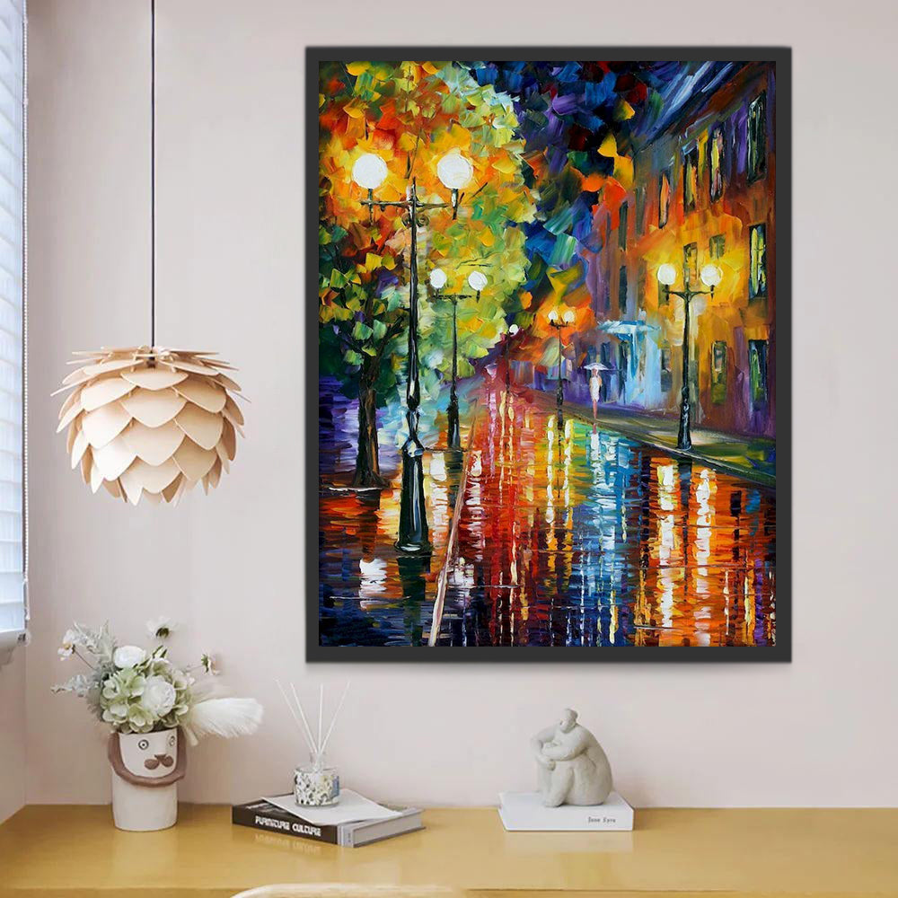 Pluie Nocturne en Ville Peinture par Numéros