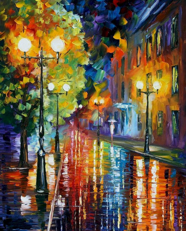 Pluie Nocturne en Ville Peinture par Numéros