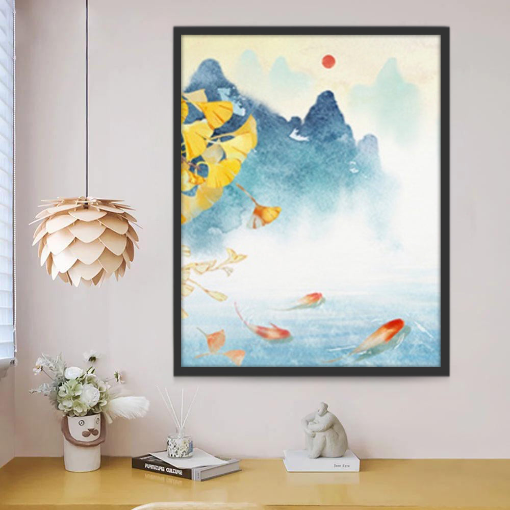 Poissons dans le Paysage Joli Peinture par Numéros