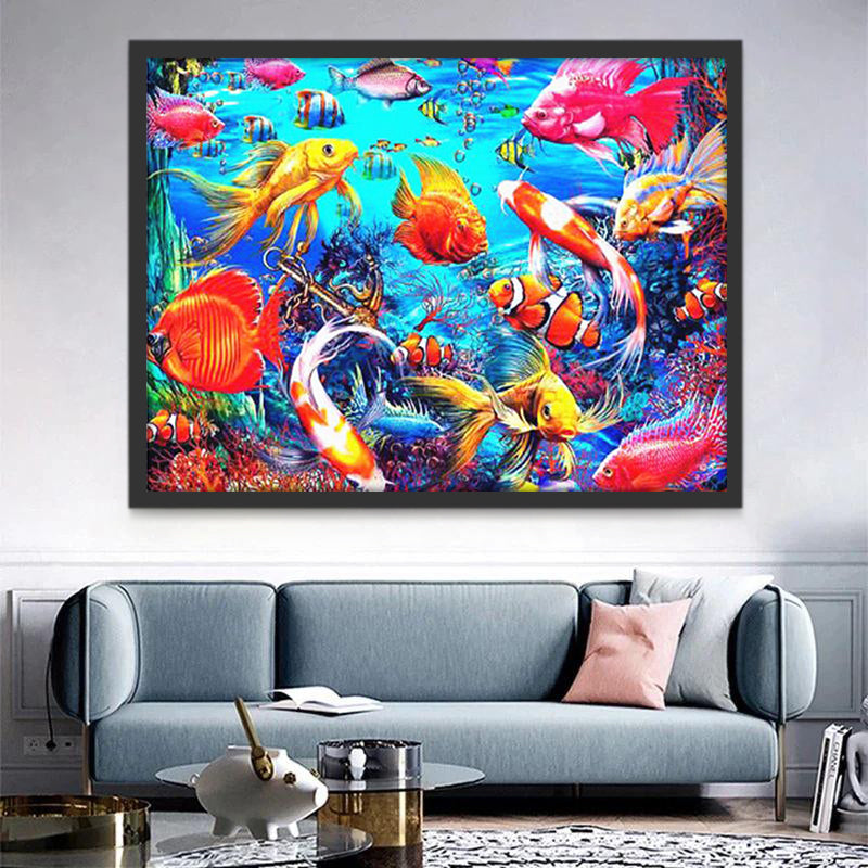Poissons Rouges dans la Mer Peinture par Numéros