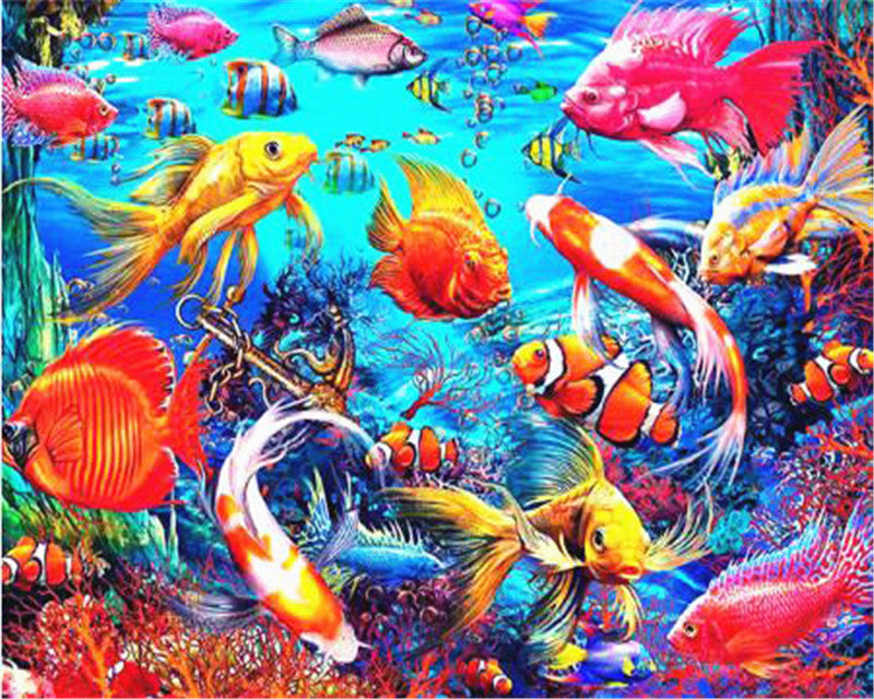 Poissons Rouges dans la Mer Peinture par Numéros