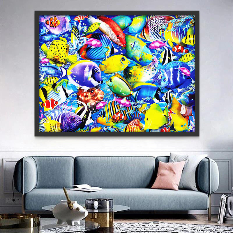 Poissons Tropicaux Multicolores Peinture par Numéros