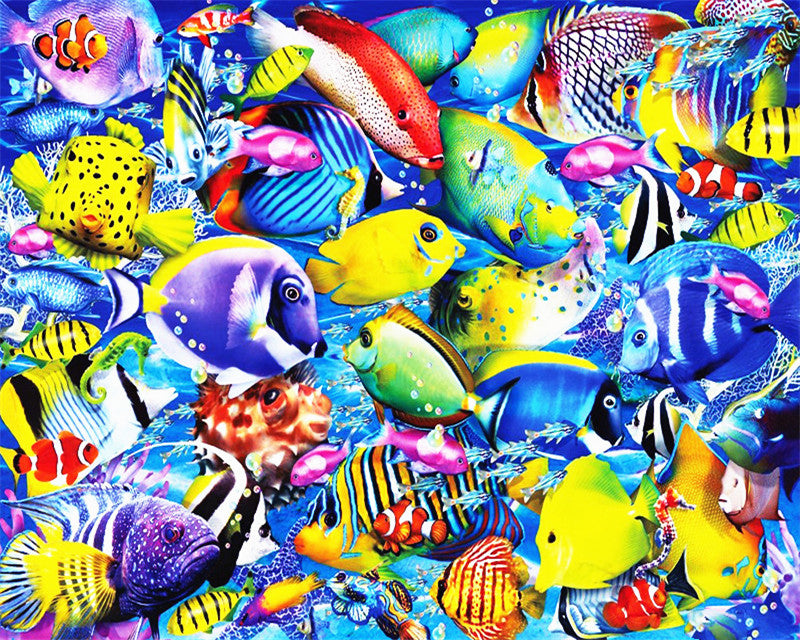 Poissons Tropicaux Multicolores Peinture par Numéros
