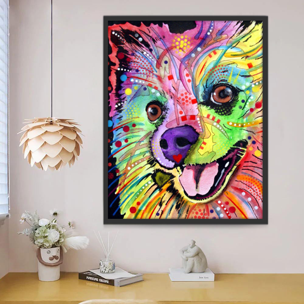Pomeranian Multicolore Peinture par Numéros