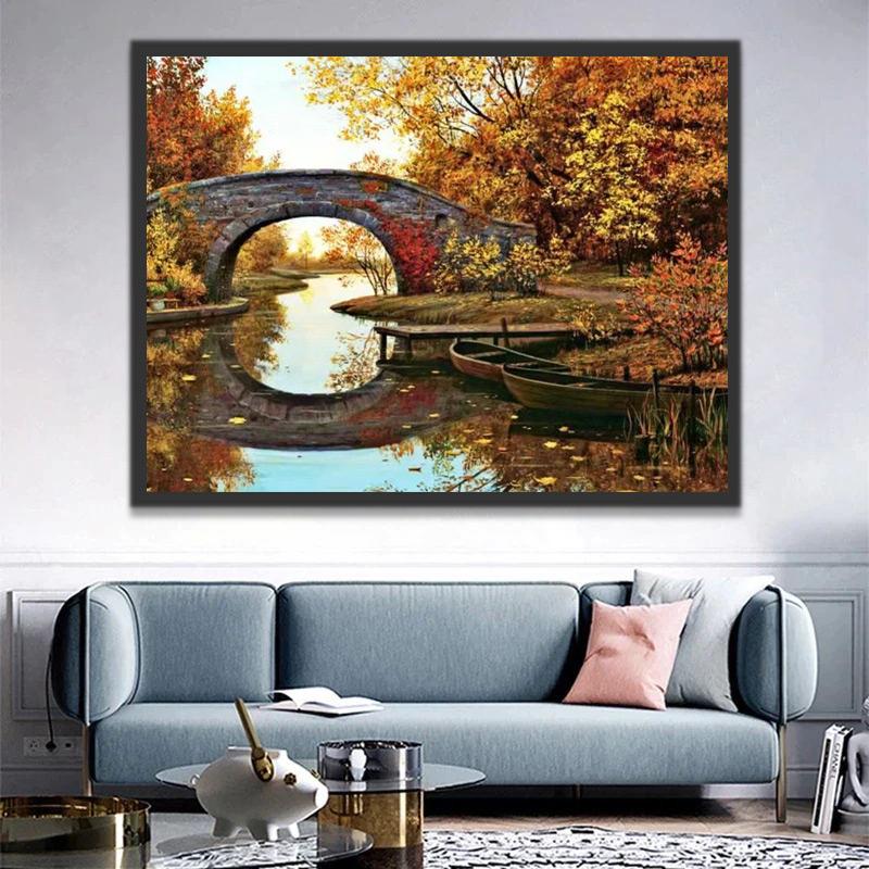 Pont et Bâteaux Peinture par Numéros