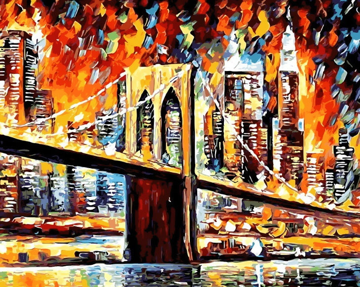 Pont et Feu Peinture par Numéros