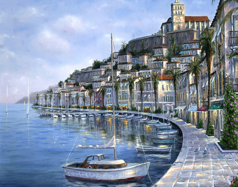 Port en fin de Journée Peinture par Numéros