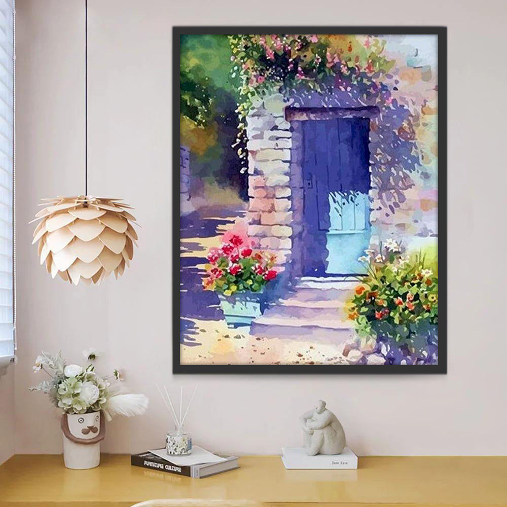 Porte en Bois Bleue Peinture par Numéros PBNNATL386