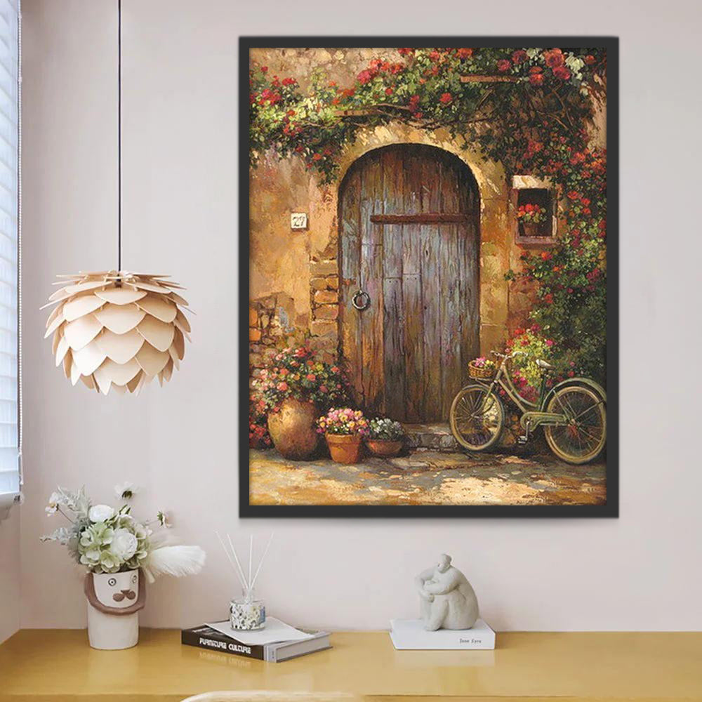 Porte en Bois et Vélo Peinture par Numéros
