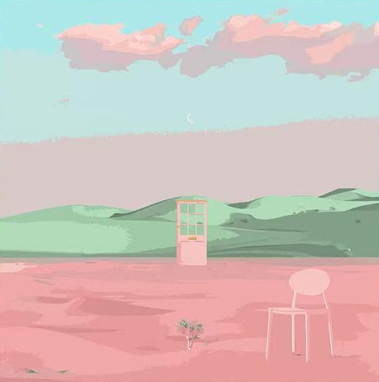 Porte et Chaise dans le Désert Rose Peinture par Numéros