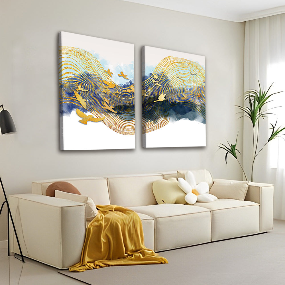 Portée d'Oiseaux Dorés 2 Partie Peinture par Numéros