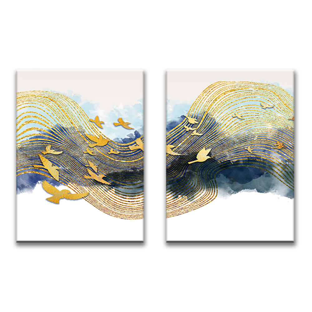 Portée d'Oiseaux Dorés 2 Partie Peinture par Numéros