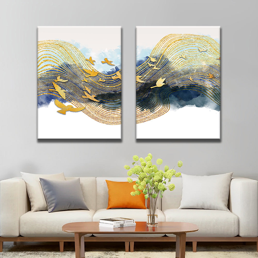 Portée d'Oiseaux Dorés 2 Partie Peinture par Numéros
