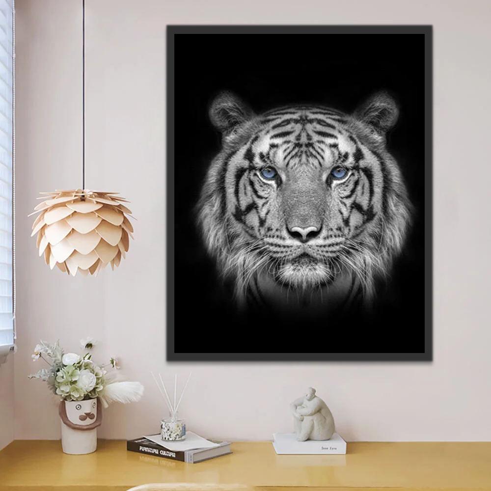Portrait de Tigre Blanc Peinture par Numéros