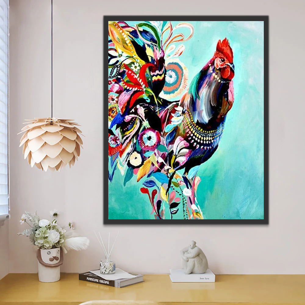 Poulet avec des Fleurs Peinture par Numéros