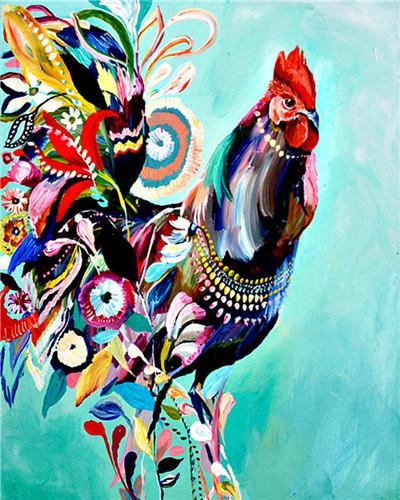 Poulet avec des Fleurs Peinture par Numéros