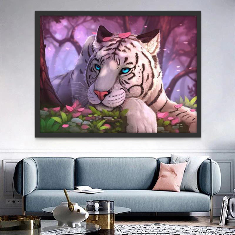 Princesse Tigre Blanc Peinture par Numéros