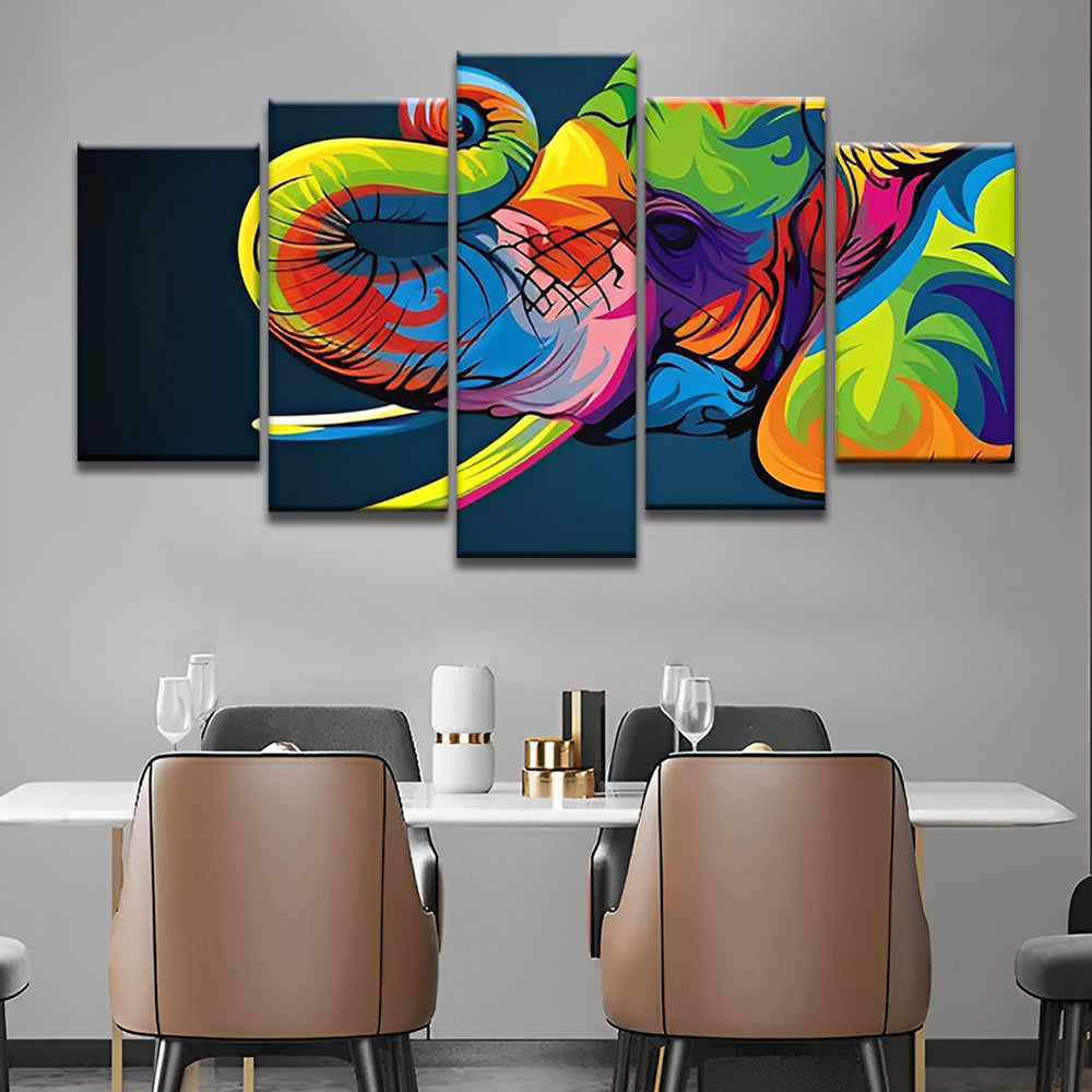 Proboscide Colorée d'Éléphant 5 Partie Peinture par Numéros