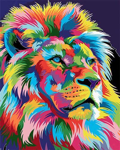 Profil Coloré de Lion Peinture par Numéros