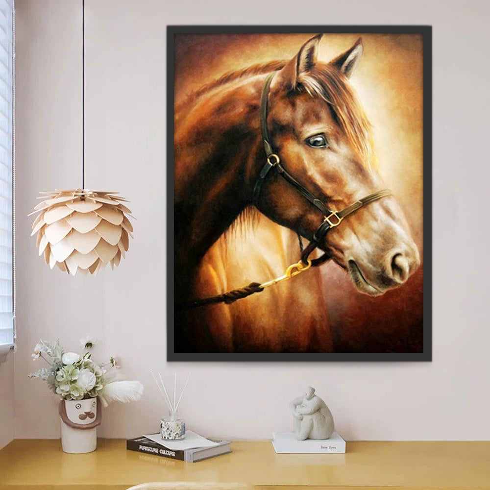 Profil de Cheval Marron Peinture par Numéros
