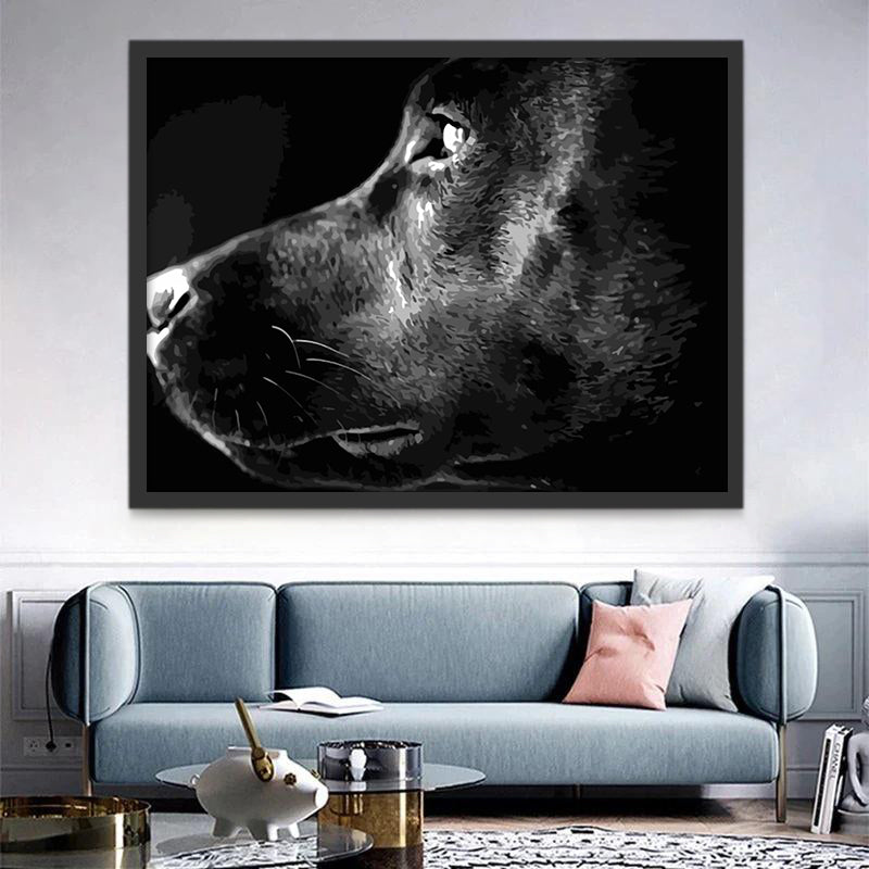 Profil de Labrador Noir Peinture par Numéros