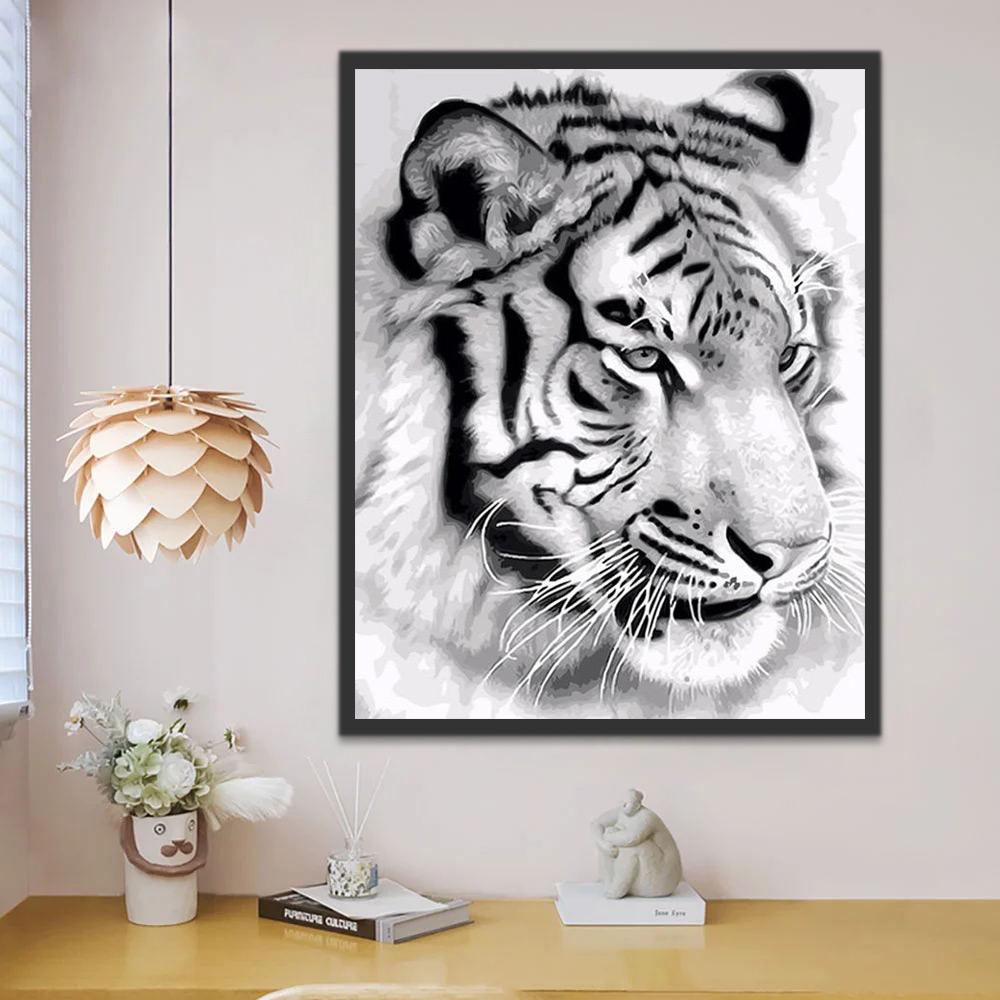 Profil de Tigre Blanc Peinture par Numéros