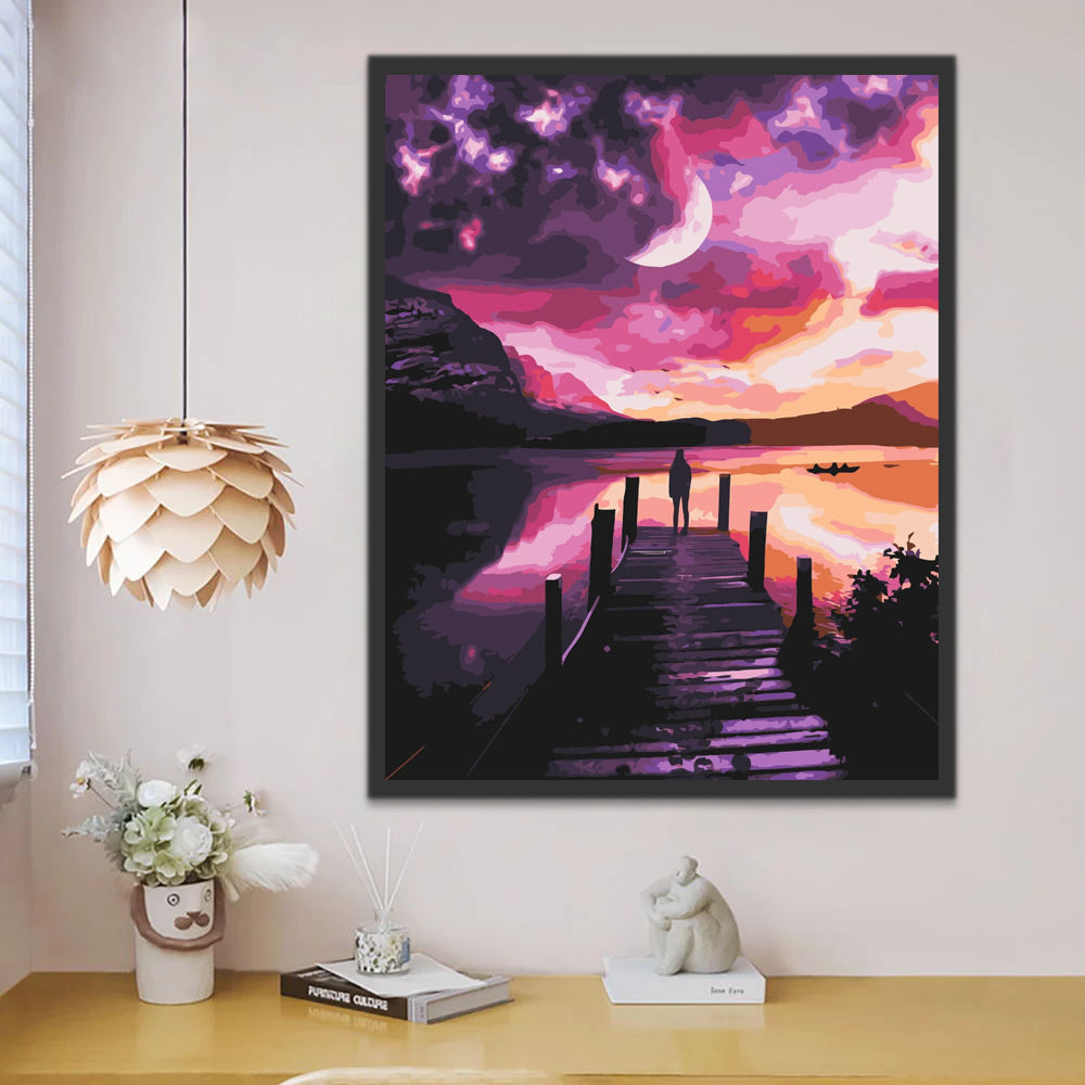 Quai et Ciel Rose Peinture par Numéros