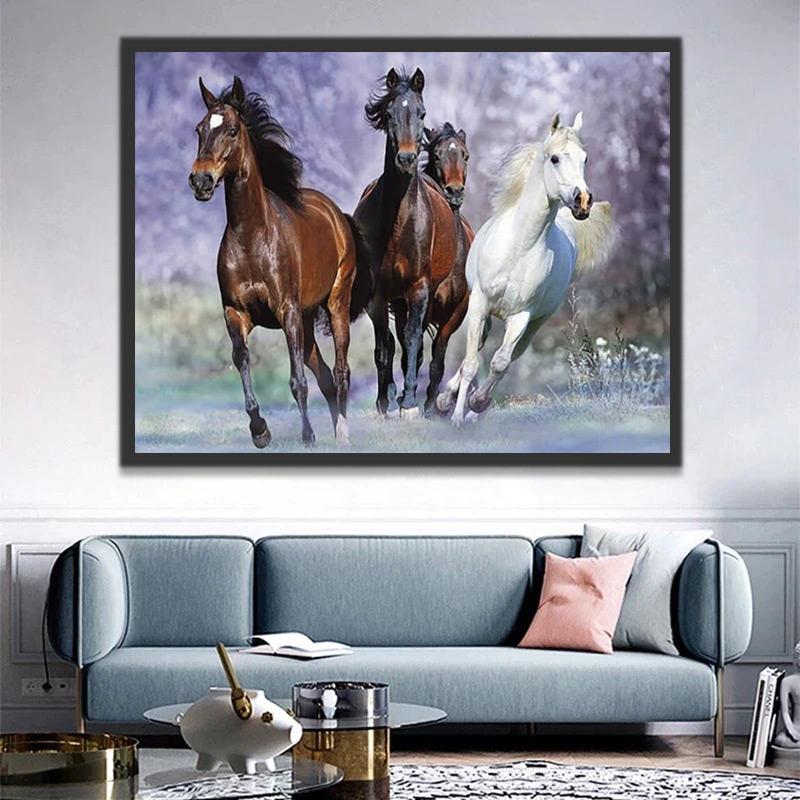 Quatre Chevaux Peinture par Numéros
