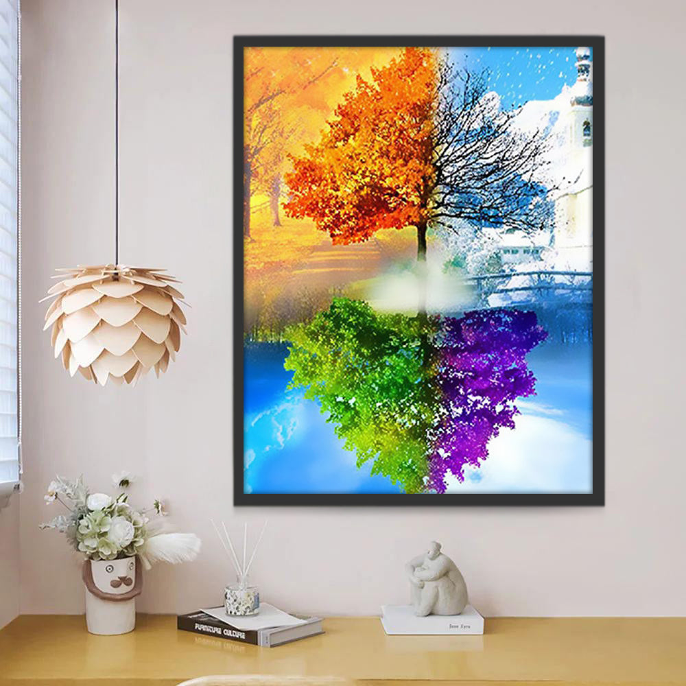 Quatre Saisons de l'Arbre Peinture par Numéros