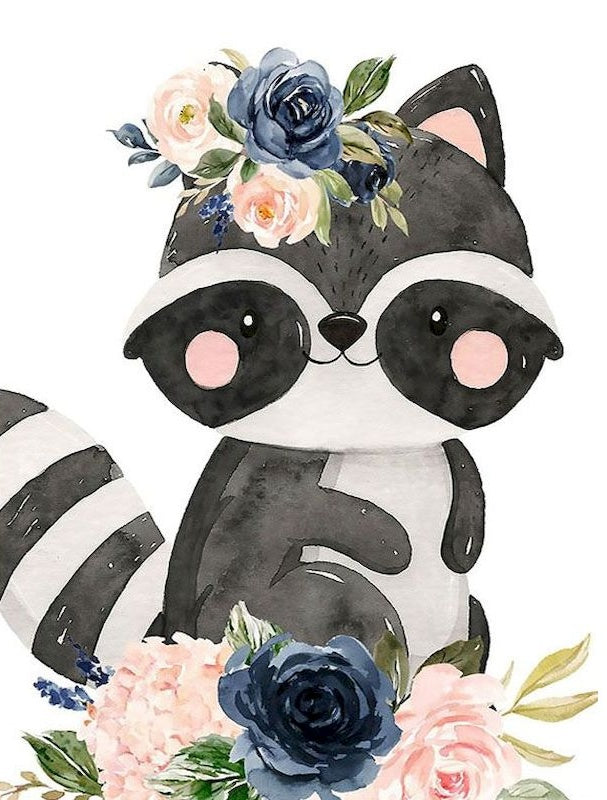 Racoon avec un Couronne de Fleurs Renard Peinture par Numéros