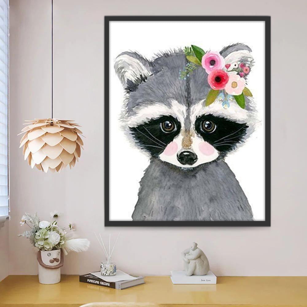 Racoon Cartoon Peinture par Numéros