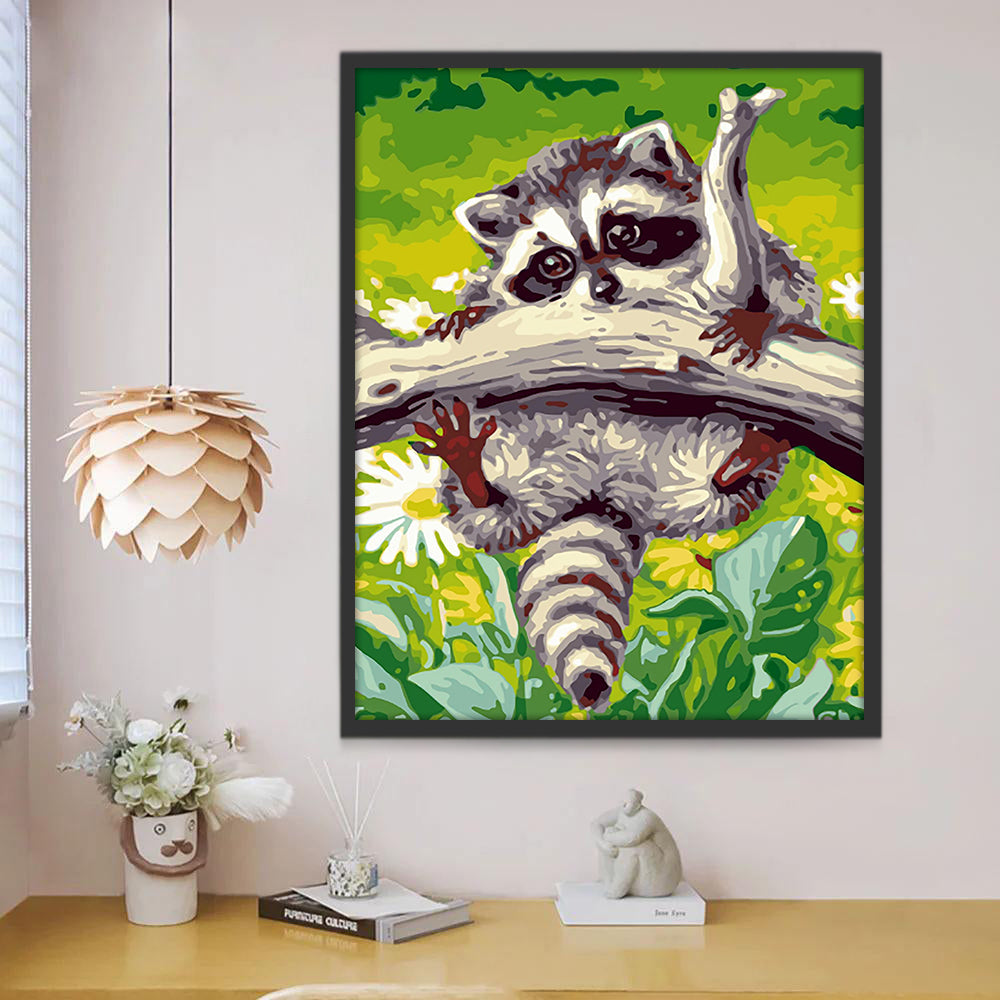 Racoon Coquin Peinture par Numéros