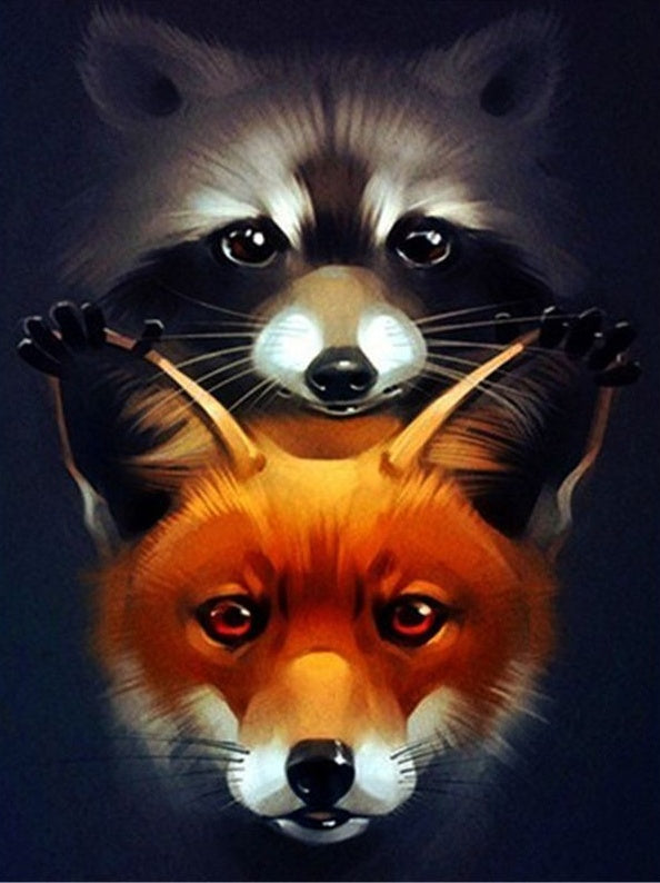 Racoon et Renard Peinture par Numéros