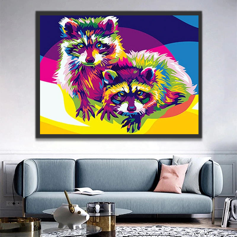 Racoons Colorés Peinture par Numéros